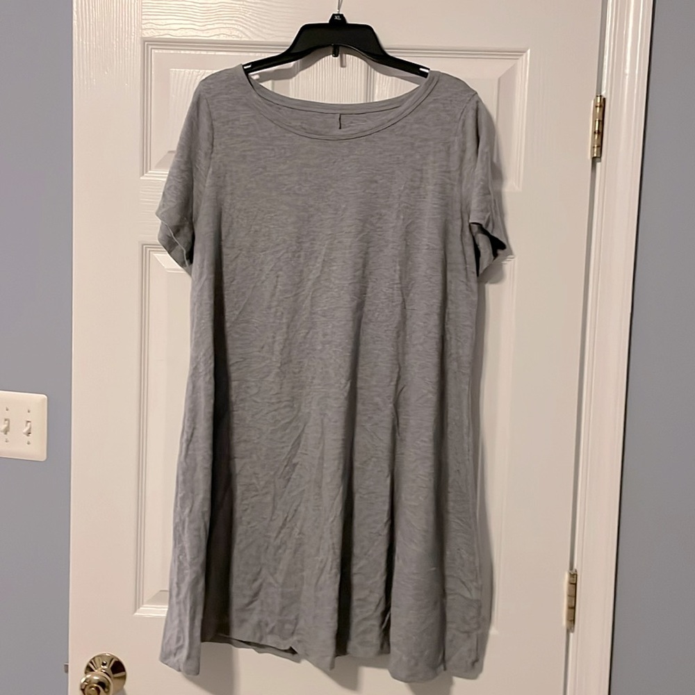 0X Gray T-Shirt Dress